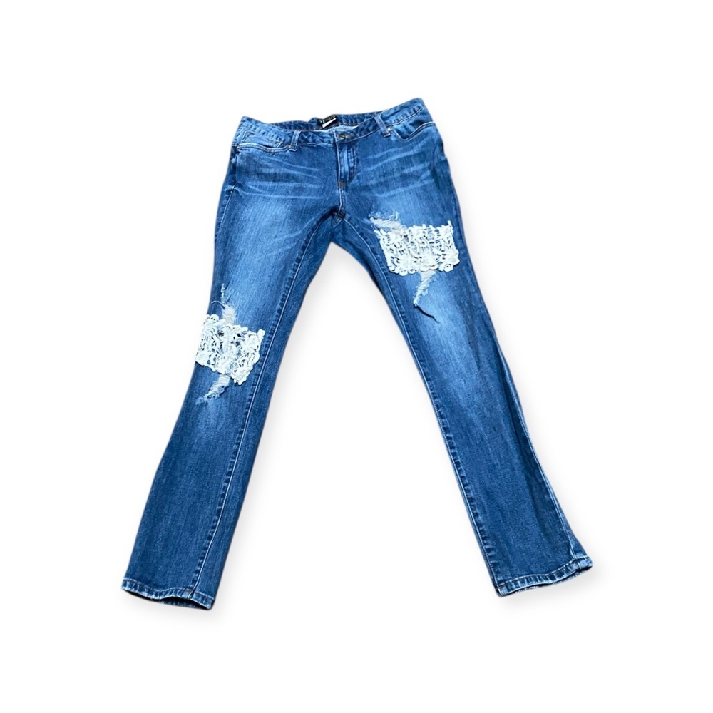 VENUS Blue Boot Cut Jeans with Lace Detail